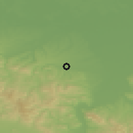 Shaded relief of the 52 km around Ravno Polje, drawn from the GMTED2010 grid