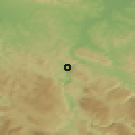 Shaded relief of the 52 km around Rekavice, drawn from the GMTED2010 grid