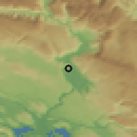 Shaded relief of the 52 km around Rodoč, drawn from the GMTED2010 grid