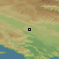 Shaded relief of the 52 km around Ružići, drawn from the GMTED2010 grid
