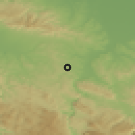 Shaded relief of the 52 km around Saračica, drawn from the GMTED2010 grid
