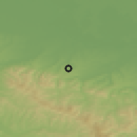 Shaded relief of the 52 km around Šatorovići, drawn from the GMTED2010 grid
