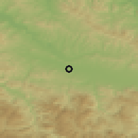 Shaded relief of the 52 km around Šerići, drawn from the GMTED2010 grid