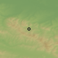 Shaded relief of the 52 km around Šibošnica, drawn from the GMTED2010 grid