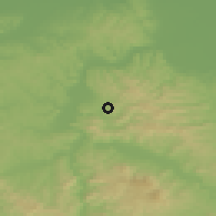 Shaded relief of the 52 km around Sjenina, drawn from the GMTED2010 grid