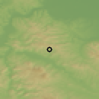 Shaded relief of the 52 km around Škahovica, drawn from the GMTED2010 grid