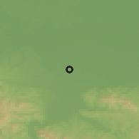 Shaded relief of the 52 km around Amajlije, drawn from the GMTED2010 grid