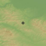 Shaded relief of the 52 km around Sladna, drawn from the GMTED2010 grid