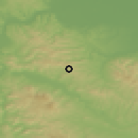 Shaded relief of the 52 km around Soko, drawn from the GMTED2010 grid