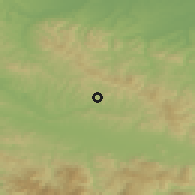 Shaded relief of the 52 km around Solina, drawn from the GMTED2010 grid