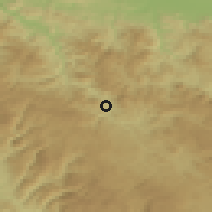 Shaded relief of the 52 km around Solun, drawn from the GMTED2010 grid