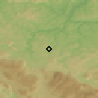 Shaded relief of the 52 km around Štrpci, drawn from the GMTED2010 grid