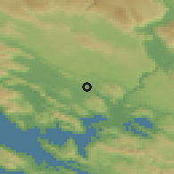 Shaded relief of the 52 km around Studenci, drawn from the GMTED2010 grid