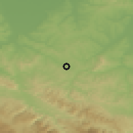 Shaded relief of the 52 km around Branešci, drawn from the GMTED2010 grid