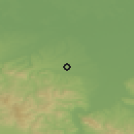 Shaded relief of the 52 km around Suho Polje, drawn from the GMTED2010 grid
