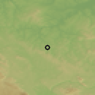 Shaded relief of the 51 km around Šumatac, drawn from the GMTED2010 grid