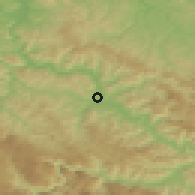Shaded relief of the 52 km around Bratunac, drawn from the GMTED2010 grid