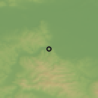 Shaded relief of the 52 km around Tarevci, drawn from the GMTED2010 grid