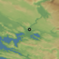 Shaded relief of the 52 km around Tasovčići, drawn from the GMTED2010 grid