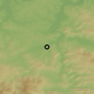 Shaded relief of the 52 km around Tešanjka, drawn from the GMTED2010 grid