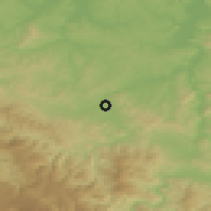Shaded relief of the 52 km around Teslić, drawn from the GMTED2010 grid