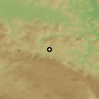 Shaded relief of the 52 km around Tišča, drawn from the GMTED2010 grid