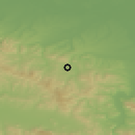 Shaded relief of the 52 km around Tobut, drawn from the GMTED2010 grid