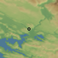 Shaded relief of the 52 km around Trebižat, drawn from the GMTED2010 grid
