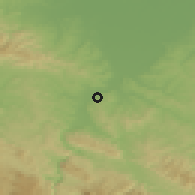 Shaded relief of the 52 km around Trn, drawn from the GMTED2010 grid