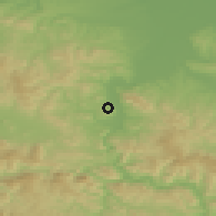 Shaded relief of the 52 km around Tršić, drawn from the GMTED2010 grid