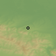 Shaded relief of the 52 km around Tutnjevac, drawn from the GMTED2010 grid