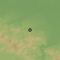 Shaded relief of the 52 km around Ugljevik, drawn from the GMTED2010 grid