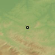 Shaded relief of the 52 km around Ukrina, drawn from the GMTED2010 grid