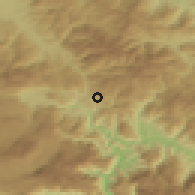 Shaded relief of the 52 km around Uzdol, drawn from the GMTED2010 grid