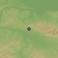 Shaded relief of the 52 km around Veliko Palančište, drawn from the GMTED2010 grid