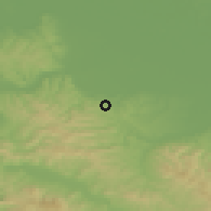 Shaded relief of the 52 km around Vida, drawn from the GMTED2010 grid