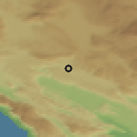 Shaded relief of the 52 km around Vir, drawn from the GMTED2010 grid