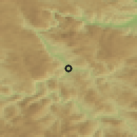 Shaded relief of the 52 km around Višegrad, drawn from the GMTED2010 grid