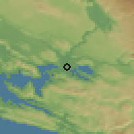 Shaded relief of the 52 km around Višići, drawn from the GMTED2010 grid