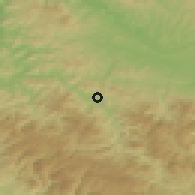 Shaded relief of the 52 km around Vozuća, drawn from the GMTED2010 grid
