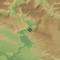 Shaded relief of the 52 km around Vrapčići, drawn from the GMTED2010 grid