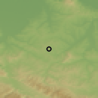 Shaded relief of the 52 km around Vršani, drawn from the GMTED2010 grid
