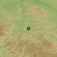 Shaded relief of the 52 km around Zavidovići, drawn from the GMTED2010 grid