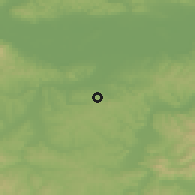 Shaded relief of the 52 km around Zelenike, drawn from the GMTED2010 grid