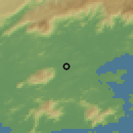 Shaded relief of the 58 km around Belford Roxo, drawn from the GMTED2010 grid