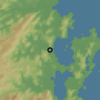 Shaded relief of the 57 km around Biguaçu, drawn from the GMTED2010 grid