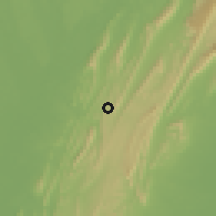 Shaded relief of the 59 km around Cáceres, drawn from the GMTED2010 grid