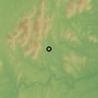 Shaded relief of the 59 km around Camacan, drawn from the GMTED2010 grid