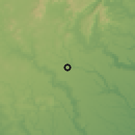 Shaded relief of the 60 km around Campo Alegre, drawn from the GMTED2010 grid