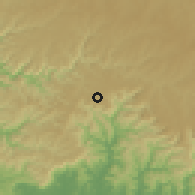 Shaded relief of the 56 km around Canela, drawn from the GMTED2010 grid